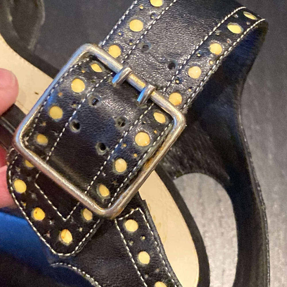 Women's L.A.M.B. Heels Black Gold Size 6.5 - Picture 12 of 14